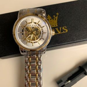 OLEVS 9002 Waterproof Luminous Mechanical Automatic Skeleton Men's Fashion Watch